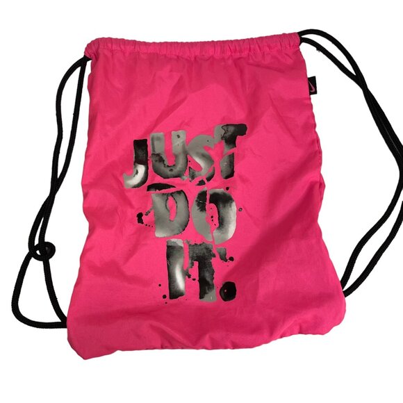 Nike Drawstring Bag Just Do It Backpack Hot Pink Black Graffiti Sling String - Picture 6 of 6